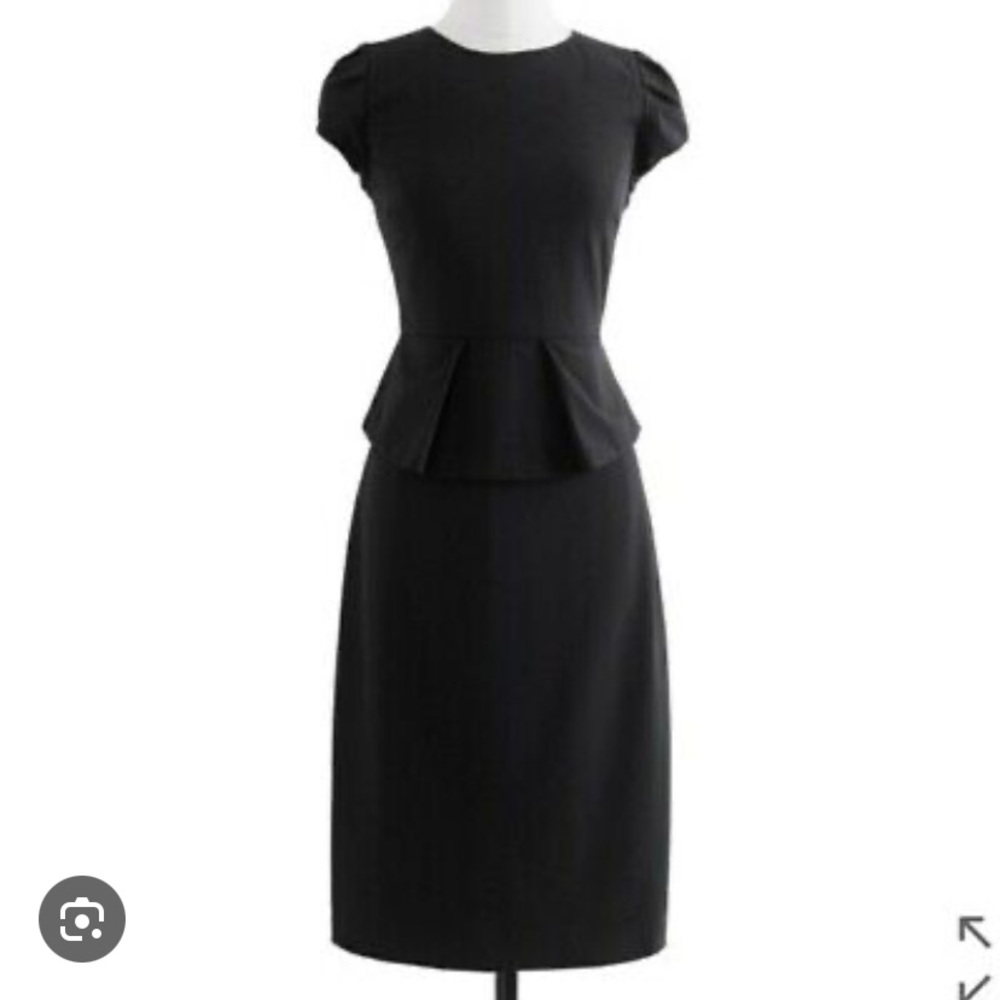 J. Crew Classic Black Peplum Suiting Dress